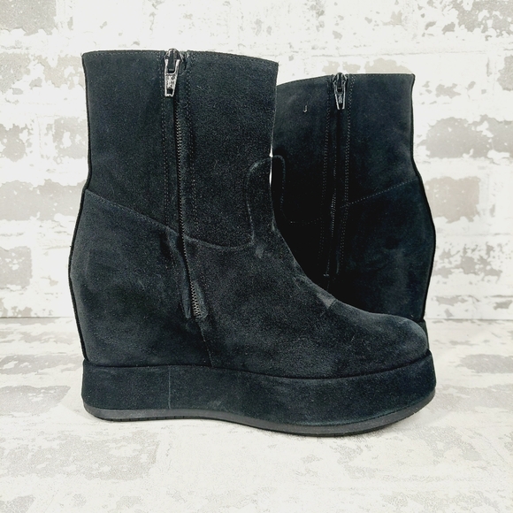 New Paloma Barcelo Disa Track Suede Black Ankle Bootie K575 - Picture 3 of 11